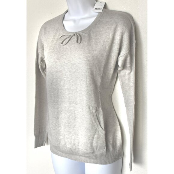 AMICALE NWT DROP SHOULDER CREW NECK COTTON/VISCOSE/CASHMERE GREY SWEATER. SIZE S - Picture 5 of 9